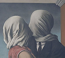 René Magritte, The Lovers, 1928 (detail).
